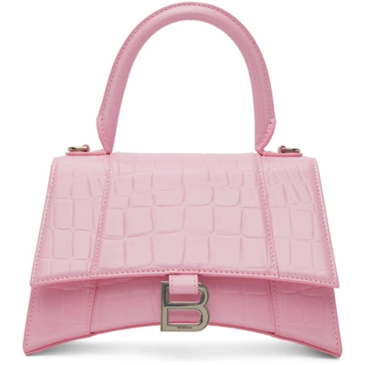Shop Balenciaga Pink Croc Small Hourglass Bag In 5616 Pink