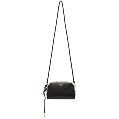 Shop Burberry Black Vintage Check Half Cube Crossbody Bag In Archive Bei