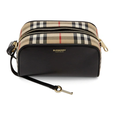 Shop Burberry Black Vintage Check Half Cube Crossbody Bag In Archive Bei