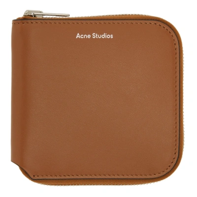 Shop Acne Studios Brown Zip Wallet In Ads Almond Brown