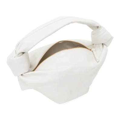 Shop Bottega Veneta White Double Knot Bag In 9143 Chalk Gold