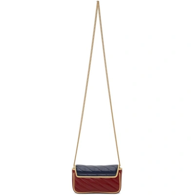 Shop Gucci Navy & Burgundy Super Mini Gg Marmont Bag In 4179 Bl.aga/n.ch.red