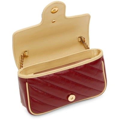 Shop Gucci Navy & Burgundy Super Mini Gg Marmont Bag In 4179 Bl.aga/n.ch.red