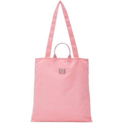 Shop Acne Studios Pink Logo Plaque Tote In Acv Bright Pink