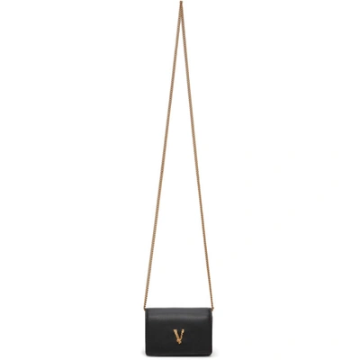 Shop Versace Black Virtus Cross Body Bag In Kvo41 Nero