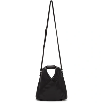 Shop Mm6 Maison Margiela Black Faux-leather Mini Triangle Crossbody Bag In T8013 Black