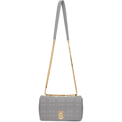 Shop Burberry Taupe Quilted Small Lola Bag In Cloud Grey