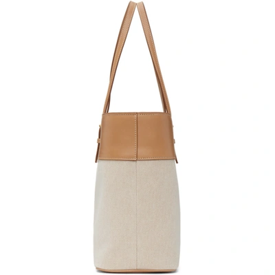 Shop Saint Laurent Beige Canvas Medium East/west Shopping Tote In 9369 Beige/brown