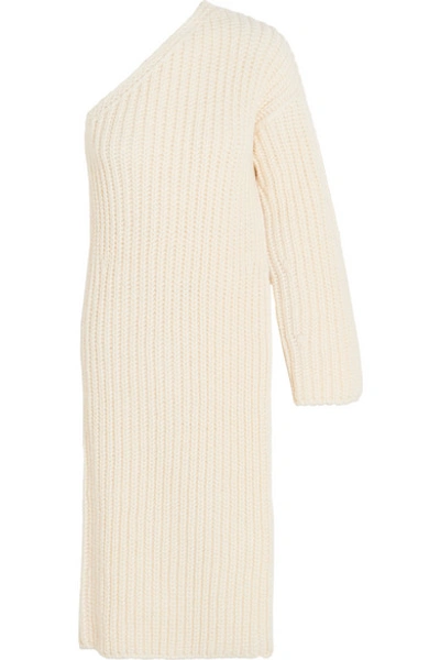 Stella Mccartney Woman Asymmetric Ribbed-knit Wool-blend Sweater Dress  White | ModeSens