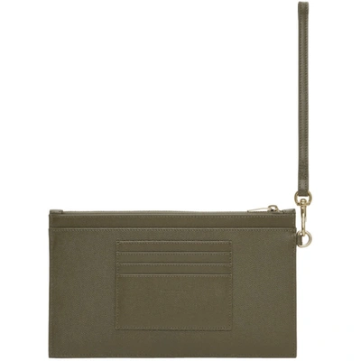 Shop Saint Laurent Khaki Large Monogram Bill Pouch In 3344 Kaki