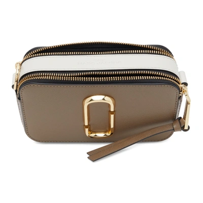 Shop Marc Jacobs Tan & White 'the Logo Strap Snapshot' Bag In 064 French