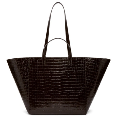 Shop Joseph Brown Croc-embossed Tote Bag In 0117 Chocol