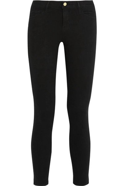 Shop Frame Le Color Cropped Mid-rise Skinny Jeans In Black