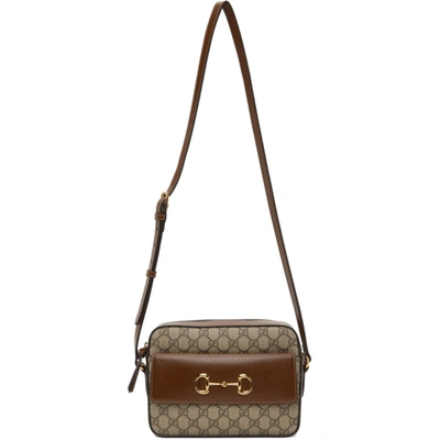 Shop Gucci Beige & Brown Gg Supreme Small ' 1955' Horsebit Bag In 8563 B.eb/brown Suga