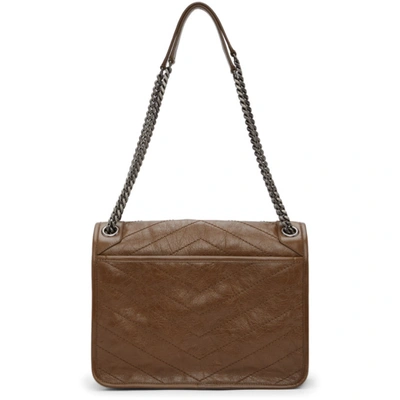Shop Saint Laurent Brown Crinkled Medium Niki Bag In 2359 Tnbrwn