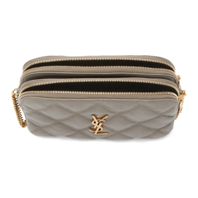 Shop Saint Laurent Taupe Quilted Becky Double Zip Bag In 1545 Taupe