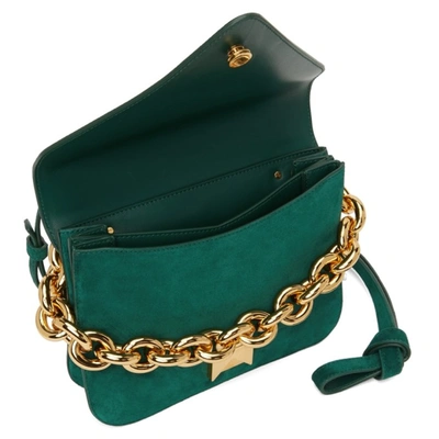 Shop Bottega Veneta Green Suede Mount Bag In 3041 Emeral