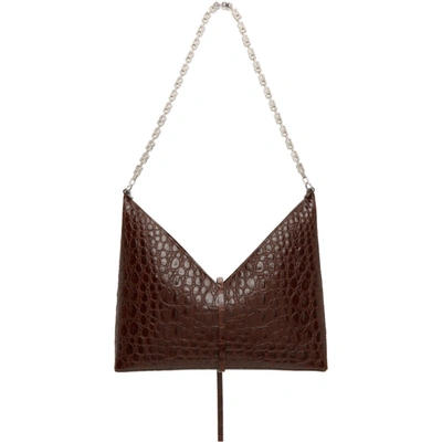 GIVENCHY BROWN CROC LARGE CUT OUT WITH CHAIN BAG 