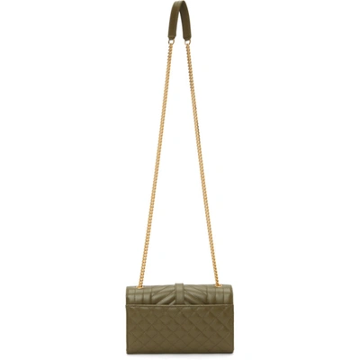 Shop Saint Laurent Khaki Small Envelope Bag In 3344 Khaki