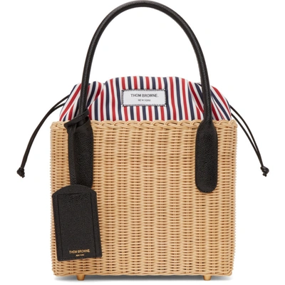 Shop Thom Browne Beige Natural Wicker Basket Bag In 114 Offwhi