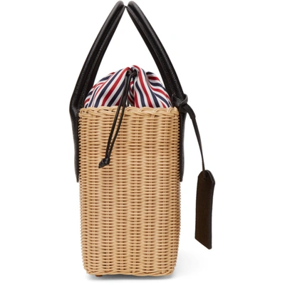 Shop Thom Browne Beige Natural Wicker Basket Bag In 114 Offwhi