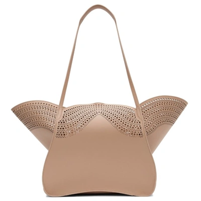 Shop Alaïa Beige Mini Lili 24 Tote In 124 Sand