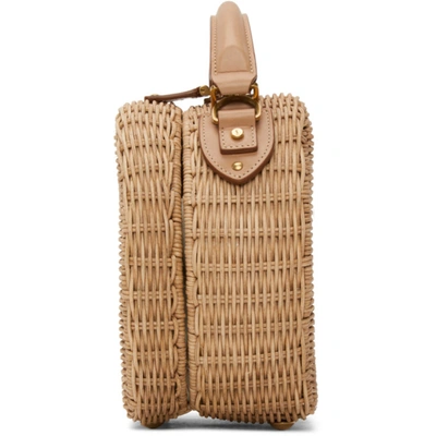 Shop Saint Laurent Beige Wicker Small Mica Bag In Natural/vintage Brown