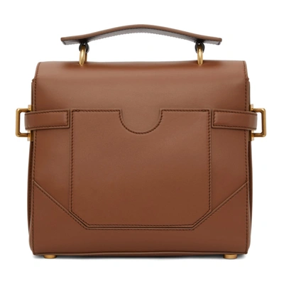 Shop Balmain Tan B-buzz 23 Shoulder Bag In 8ka Marron