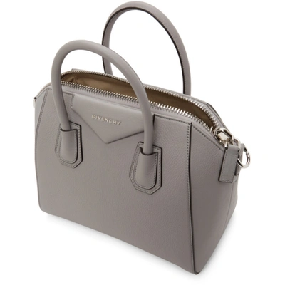 Shop Givenchy Grey Grained Small Antigona Bag In 058 Pearl