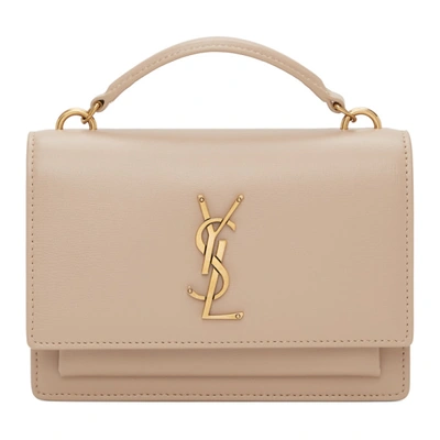 Shop Saint Laurent Beige Sunset Chain Wallet Bag In 2721 Dkbeig