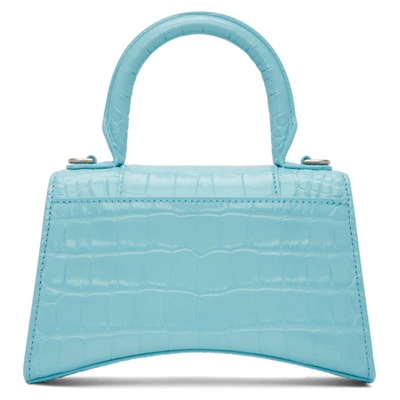 Shop Balenciaga Blue Croc Xs Hourglass Bag In Azure