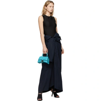 Shop Balenciaga Blue Croc Xs Hourglass Bag In Azure