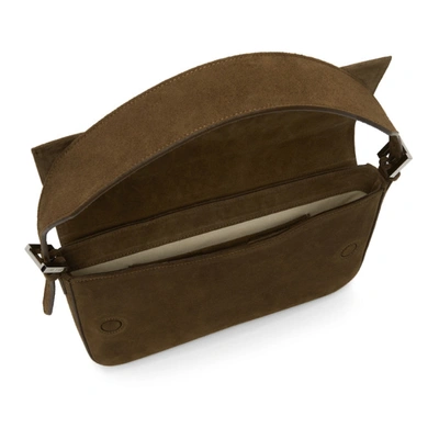 Shop By Far Brown Suede Manu Bag In Wo Wood