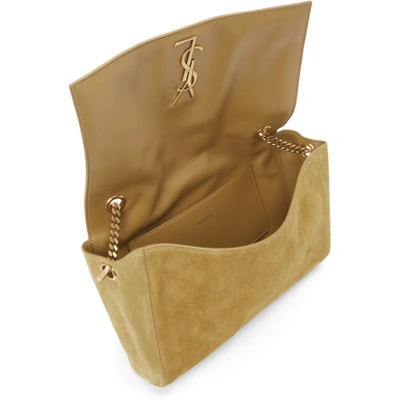 Shop Saint Laurent Reversible Khaki Medium Kate Bag In 2309 Maroongreen
