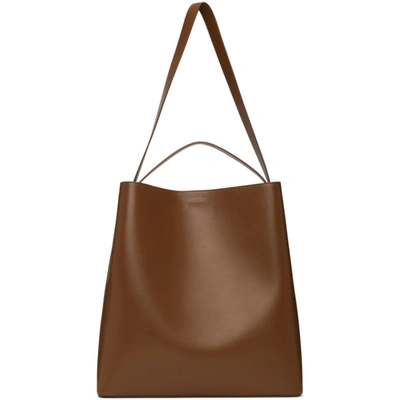 Shop Aesther Ekme Brown Sac Square Tote In 169 Auburn