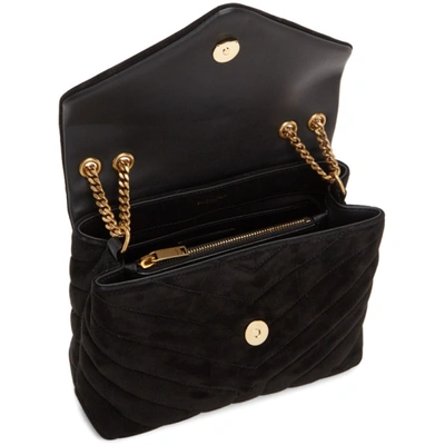 Shop Saint Laurent Black Suede Small Loulou Bag In 1000 Black