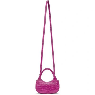 Shop Coperni Purple Croc Micro Baguette Swipe Bag