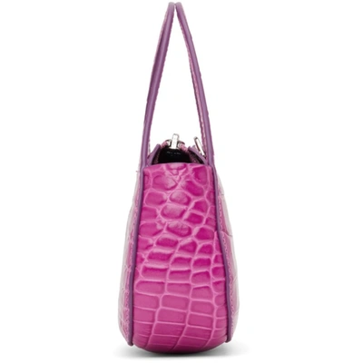 Shop Coperni Purple Croc Micro Baguette Swipe Bag