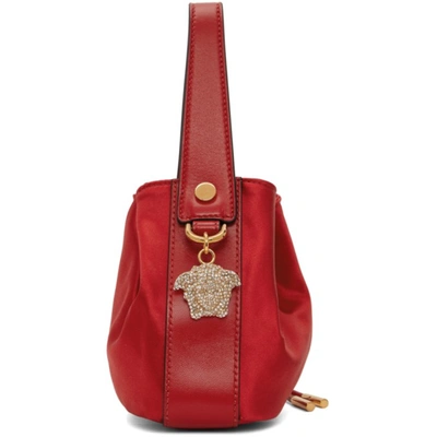 Shop Versace Red Satin Chain Medusa Pouch In 1r23v Scarlet Gold