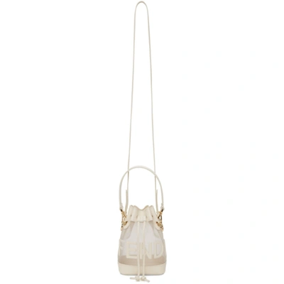 Shop Fendi White Mesh Mini Mon Tresor Bucket Bag In F1dun White