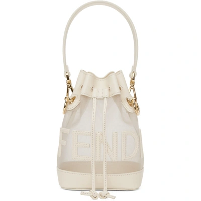 Shop Fendi White Mesh Mini Mon Tresor Bucket Bag In F1dun White