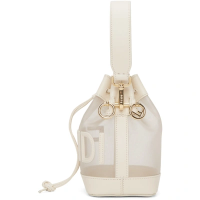 Shop Fendi White Mesh Mini Mon Tresor Bucket Bag In F1dun White