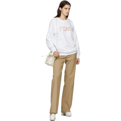 Shop Fendi White Mesh Mini Mon Tresor Bucket Bag In F1dun White