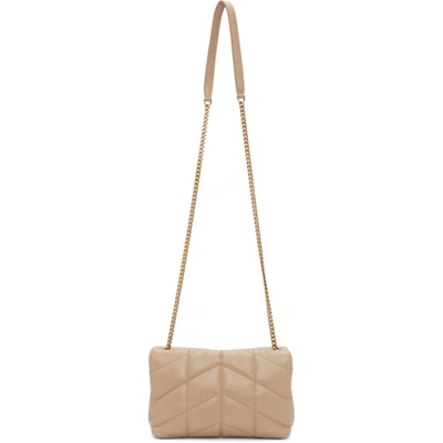 Shop Saint Laurent Beige Puffer Toy Loulou Bag In 2721 Dkbeig