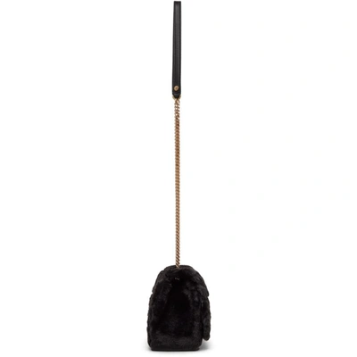 Shop Versace Black Faux-fur Virtus Bag In 1b00v Black Gold