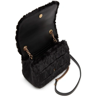 Shop Versace Black Faux-fur Virtus Bag In 1b00v Black Gold