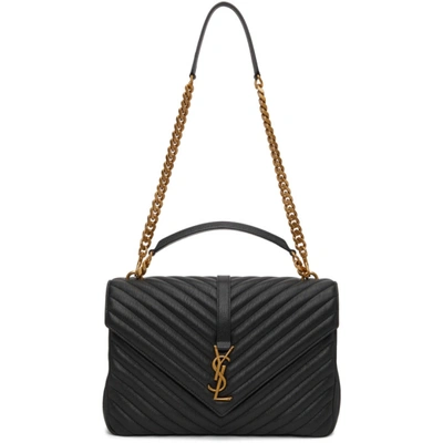 Shop Saint Laurent Black Large College Flap Bag In 1000 Black