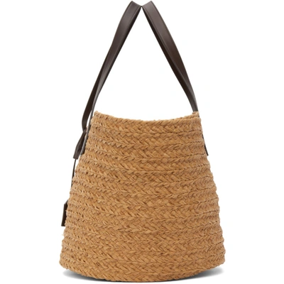 Shop Saint Laurent Tan Raffia Medium Panier Tote In 7062 Naturale/nut