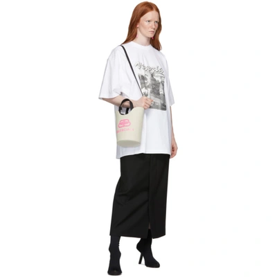 Shop Balenciaga Off-white Xs Wave Tote In 9268 Ntrl/p