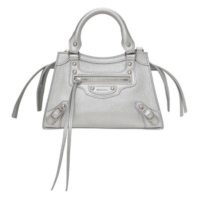 Balenciaga Mini Neo Classic City Metallic Leather Top Handle Bag In Silver  | ModeSens